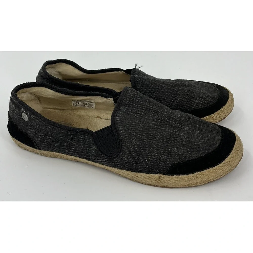 Ugg Delizah Espadrille Women's Size 9.5 40.5 Black Canvas Slip On Flats